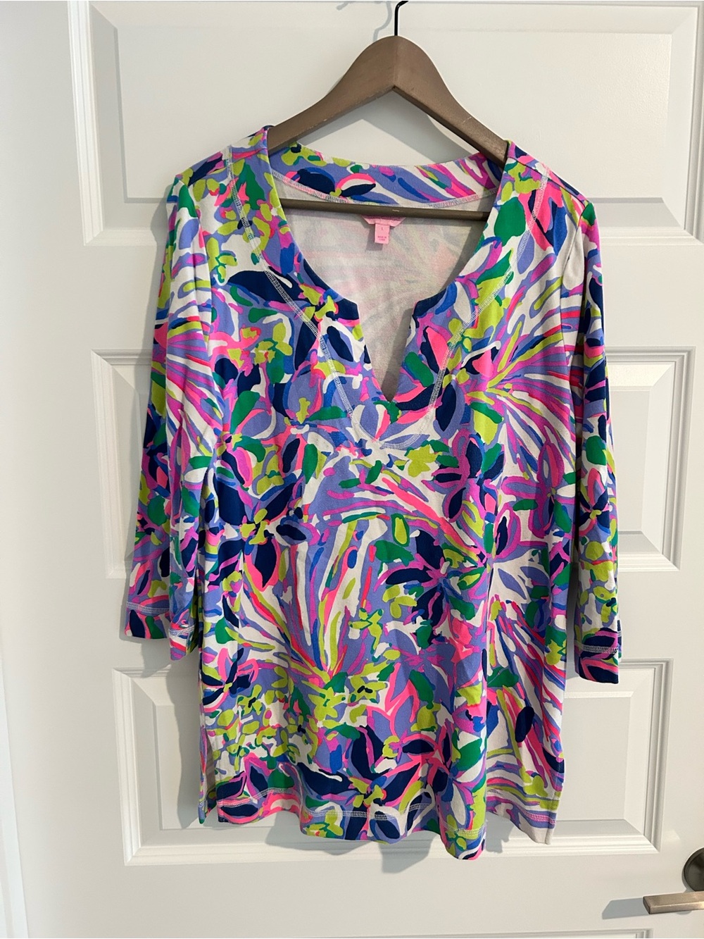 Lilly Pulitzer Justina Top Purple Pink Multi Size L